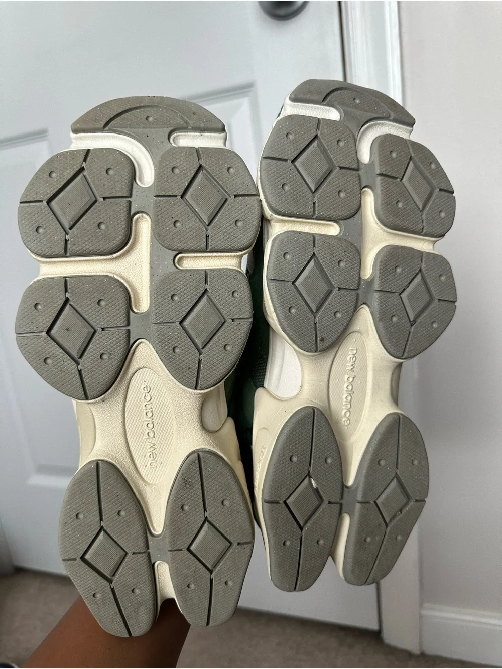 New Balance 9060 Green and Cream Sneakers